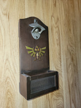 Load image into Gallery viewer, Legend of Zelda Inspired Wall mounted bottle opener with cap catcher
