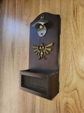 Load image into Gallery viewer, Legend of Zelda Inspired Wall mounted bottle opener with cap catcher