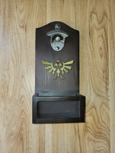 Load image into Gallery viewer, Legend of Zelda Inspired Wall mounted bottle opener with cap catcher