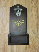 Load image into Gallery viewer, Legend of Zelda Inspired Wall mounted bottle opener with cap catcher