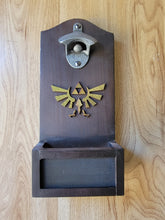 Load image into Gallery viewer, Legend of Zelda Inspired Wall mounted bottle opener with cap catcher