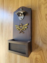 Load image into Gallery viewer, Legend of Zelda Inspired Wall mounted bottle opener with cap catcher