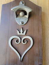 Load image into Gallery viewer, Kingdom Hearts Inspired Wall mounted bottle opener with cap catcher