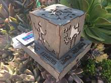 Load image into Gallery viewer, Zelda Breath of The Wild Divine Beast Inspired Lantern - BOTW Sheikah Eye, Medoh, Naboris, Rudania, Ruta with Outlet powered base