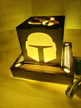 Load image into Gallery viewer, Mandalore wars Inspired Lantern - outlet powered led with remote control - now with Baby Yod